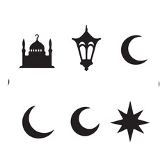 Fototapete - Mosque silhouettes set with multiple model variations for ornamental use and other applications Clipart illustration