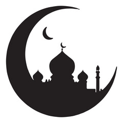 Fototapete - Crescent Moon and Star