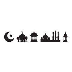 Fototapete - Islamic Symbol Set with Several Silhouettes
