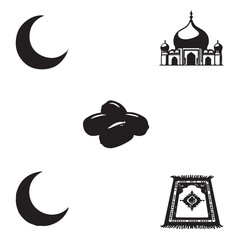 Fototapete - The outline of a mosque and the moon serve as an Islamic festival sign. Happy Eid al-Adha! Happy Ramadan, Eid al-Fitr!