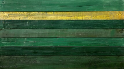 Wall Mural - Abstract wooden panel with green and yellow stripes, evoking a rustic feel suitable for backgrounds or textures