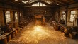 © mlangsen - Machine cutting metal with sparks flying in an old factory hall for use in industry