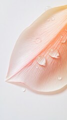 Sticker - Delicate Water Droplets on Soft Pink Leaf with Natural Texture