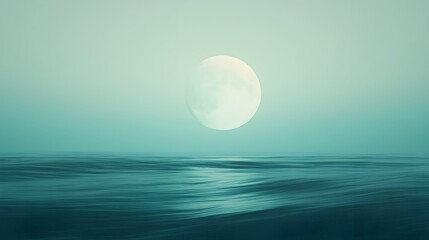 Sticker - Serene Ocean Landscape Under Ethereal Moonlight Glow at Dusk