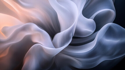 Poster - Flowing translucent fabric creates an elegant pattern in soft lighting