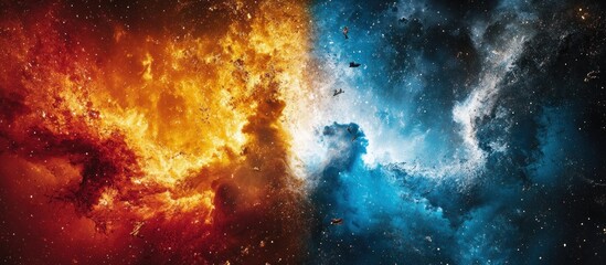 Wall Mural - Cosmic Fire & Ice Nebula Space Background