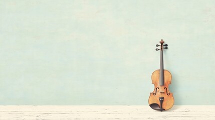 Wall Mural - Violin on light teal wall