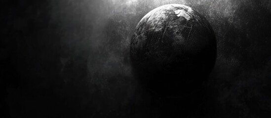 Wall Mural - Dark Planet Space, cosmic dust, Earth, grayscale, website banner