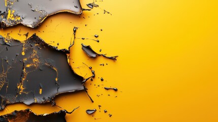 Poster - A captivating abstract image featuring flowing patterns of deep black on vibrant yellow, showcasing artistic creativity and evoking dynamic emotions through texture and color.