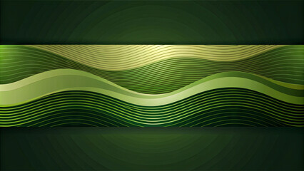 Poster - Wavy lines in various shades of green create an abstract design that evokes a sense of calm and tranquility. The soft curves contrast beautifully against the darker background