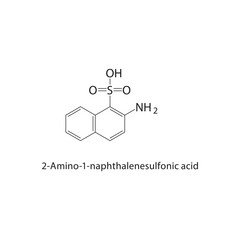 Wall Mural - 2-Amino-1-naphthalenesulfonic acid skeletal structure.Naphthalenesulfonic acid derivative compound schematic illustration. Simple diagram, chemical formula.