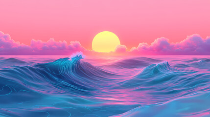 Wall Mural - calm ocean serene sunset waves