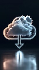 Poster - Cloud computing symbol featuring armor cloud storage with up and down arrows, representing data center and vertical size