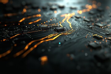 Poster - Close-up of a computer board featuring a processor for stock computing
