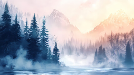 Wall Mural - mystical forest landscape trees