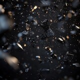 Futuristic AI-Generated Debris Floating Against a Dark Background with Dust Particles