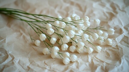 Canvas Print - White flowers bouquet, paper background, wedding, craft