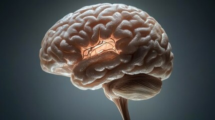 Poster - A stock concept featuring a creative brain background, showcasing a futuristic digital brain visualization with neural network connections and data streams that embody advanced technology and AI