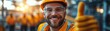© Creative_Bringer - Construction worker giving thumbs up, team in background, bright sunlight, industrial site, confident and happy