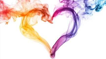 Poster - Heart shape formed by colorful smoke against a white background