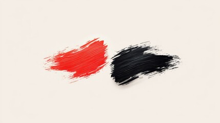 Poster - Two vibrant brush strokes, one red and one black, are juxtaposed against a soft, off-white background, creating a stark visual contrast