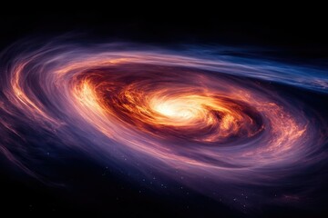 Poster - A vibrant spiral galaxy with fiery, swirling arms in a dark cosmic background.