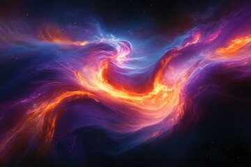 Poster - A vibrant nebula swirls with fiery orange and electric blue hues in the vast expanse of space.