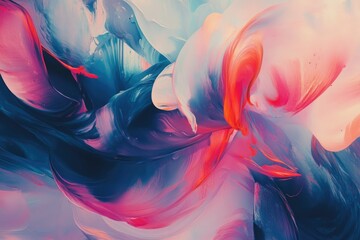 Aufkleber - Abstract painting with swirling vibrant colors of pink, blue, and orange creating a dynamic and mesmerizing visual.