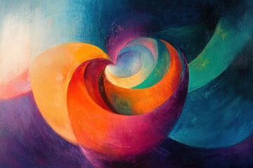 Aufkleber - Abstract painting with vibrant swirling colors creating a mesmerizing heart-like form.