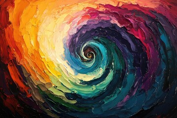 Poster - A vibrant, swirling vortex of color, created with impasto technique, evokes a sense of movement and depth.