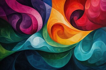 Aufkleber - Abstract art showcasing vibrant, swirling colors in a dynamic composition.