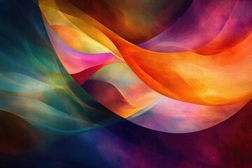Poster - Abstract art showcasing vibrant, flowing colors and translucent textures creating a dynamic, visually captivating piece.