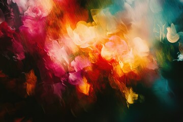 Poster - Abstract art showcasing vibrant, swirling colors of red, orange, yellow, pink, and teal, creating a dynamic and energetic visual experience.
