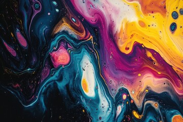 Aufkleber - Abstract fluid art showcasing vibrant swirls of teal, purple, pink, and gold, creating a cosmic, mesmerizing effect.