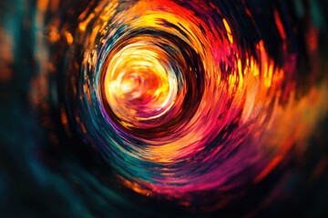 Fototapete - Abstract swirling vortex of vibrant colors, resembling a tunnel of light and energy.