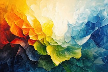 Aufkleber - Abstract painting showcasing a vibrant spectrum of colors swirling in a fluid, organic pattern.