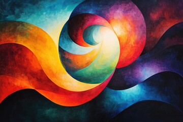 Aufkleber - Abstract swirling artwork with vibrant, rich colors creating a dynamic, energetic composition.