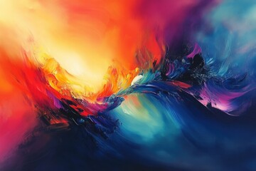 Aufkleber - Abstract painting of vibrant colors swirling and merging, creating a dynamic and energetic visual experience.