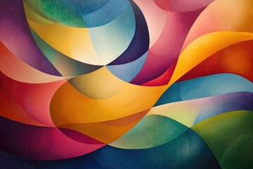 Aufkleber - Abstract art showcasing vibrant, flowing curves and a blend of warm and cool colors.