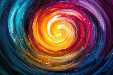 Poster - Abstract swirling vortex of vibrant colors, resembling a cosmic nebula or galaxy.