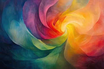 Aufkleber - Abstract swirling rainbow colors, vibrant hues in a dynamic, flowing composition.