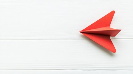 Leinwandbilder - Strategic thinking with a red paper plane on a white background for innovative business success. Generative AI