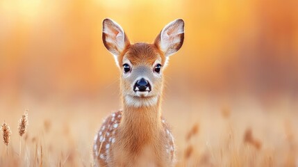 Wall Mural - Whitetail fawn sunset field wildlife nature (1)