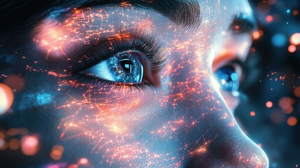 Poster - Exploring digital connections through innovative eye imagery artistic creation virtual environment close-up technology concept