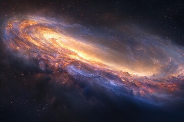 Poster - A breathtaking cosmic swirl of vibrant orange and blue nebulae, stars, and galaxies in deep space.