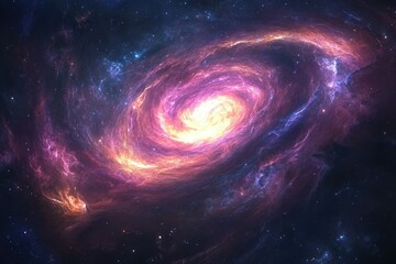 Poster - A vibrant spiral galaxy swirls with intense colors and cosmic dust, a breathtaking celestial spectacle.