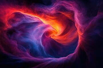 Aufkleber - Abstract swirling nebula, vibrant colors of red, purple, and blue create a cosmic, ethereal scene.