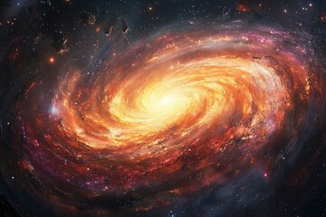 Poster - A fiery spiral galaxy ablaze with stars and cosmic dust, a mesmerizing celestial swirl.