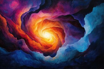 Poster - Abstract swirling vortex of vibrant colors, evoking feelings of depth, energy, and cosmic wonder.