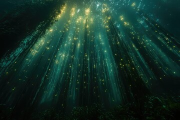 Poster - An underwater forest glows with ethereal light, creating a magical, otherworldly scene.
